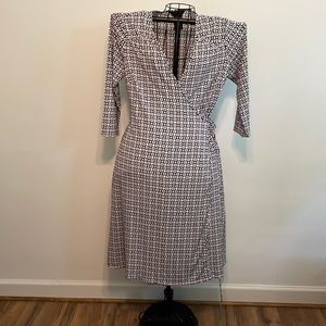 George Stretch Wrap Around Dress Black, Red and White - M (8-10)